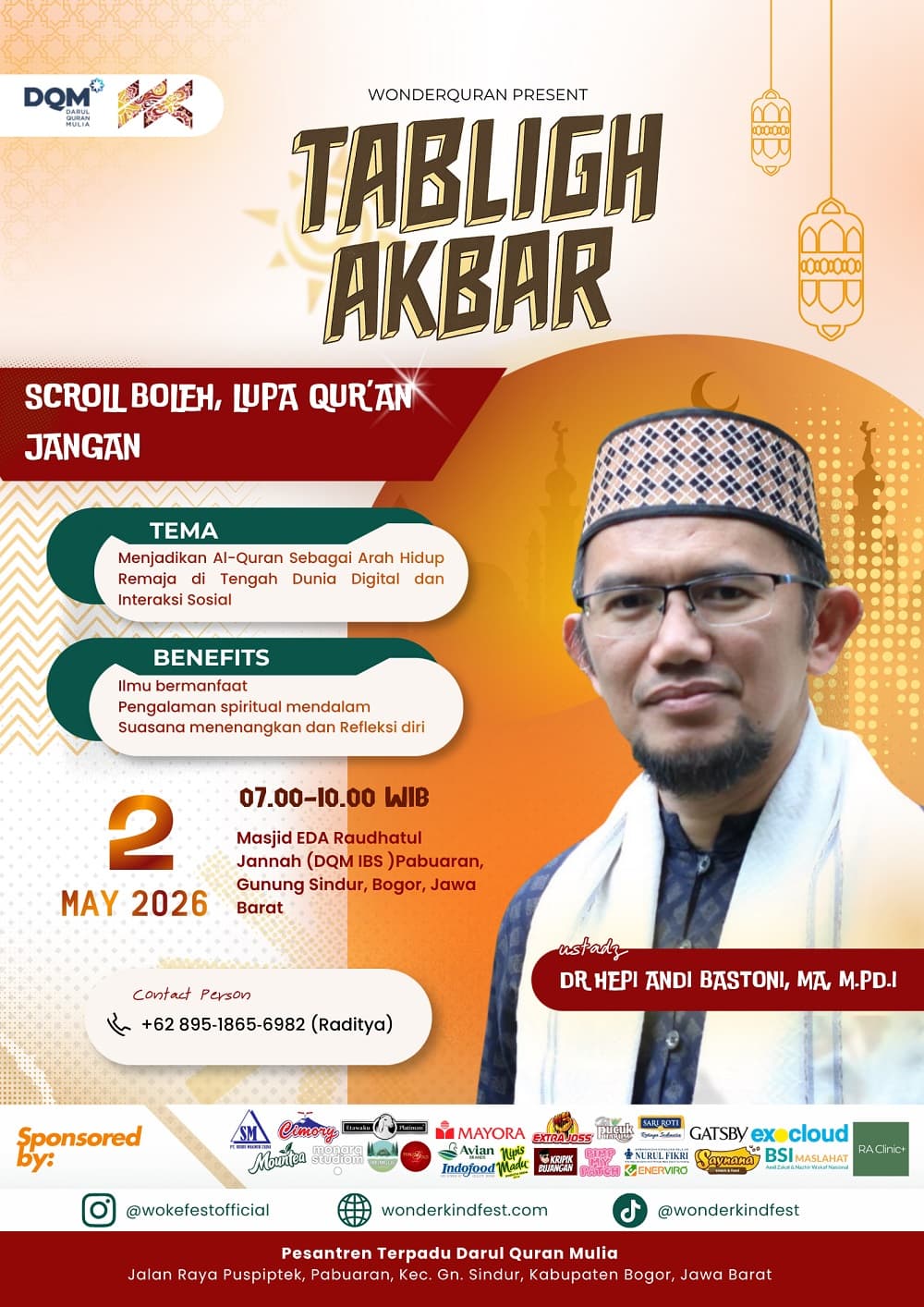 WONDER QURAN 2026 Tabligh Akbar Menjadikan Al-Qur’an Sebagai Arah Hidup Remaja di Tengah Dunia Digital dan Interaksi Sosial
