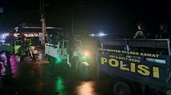 Satgas Yonif 123/Rajawali dan Polres Asmat Gelar Patroli Gabungan di Asmat