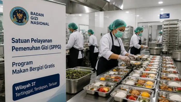 Aktivitas penyediaan makanan bergizi dalam program MBG sebagai bagian dari percepatan pembangunan dapur pelayanan gizi di berbagai daerah 3T di Indonesia.