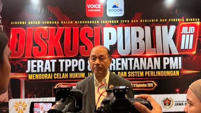 Wakil Ketua Lembaga Perlindungan Saksi dan Korban (LPSK), Dr. Antonius PS Wibowo dalam Diskusi Publik Jilid III bertajuk "Jerat TPPO dan Kerentanan PMI: Mengurai Celah Hukum, Jalur Gelap, dan Sistem Perlindungan" yang digelar Voice Indonesia bersama Bogor Media Siber Network, Rabu (9/9/2026).