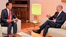 Jokowi dan Kanselir Jerman Olaf Scholz di Upacara Pembukaan Hannover 2023