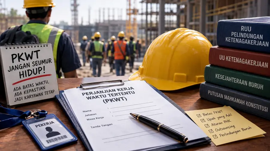 Pengamat UGM: RUU Ketenagakerjaan Harus Batasi Masa Kontrak Buruh Perjanjian kerja dan perlindungan hak pekerja menjadi salah satu isu yang dibahas dalam RUU Pelindungan Ketenagakerjaan.