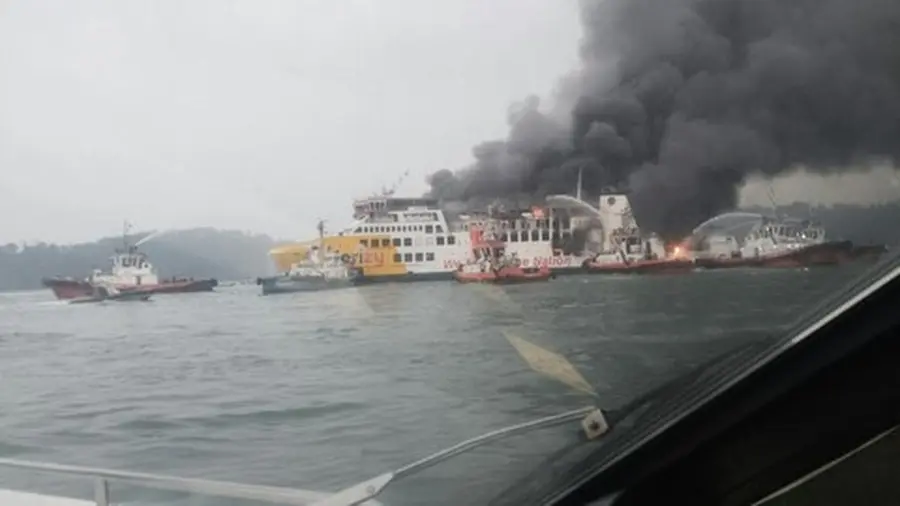 KMP Batu Mandi Terbakar di Selat Sunda, Polda Banten Lakukan Pendataan KMP Batu Mandi